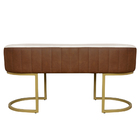 Banco Recamier Estofado Luana Base Gold Veludo Bege/pu Carame