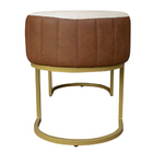 Banco Recamier Estofado Luana Base Gold Veludo Bege/pu Carame