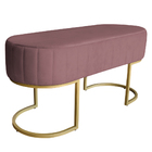 Banco Recamier Estofado Luana Base Gold Veludo Rosê - Montana