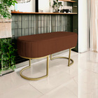 Banco Recamier Estofado Luana Base Gold Veludo Terracota - Mo