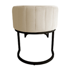 Banco Recamier Estofado Luana Base Preta Veludo Bege - Montan