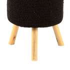 Banco Round Crochê Pé Madeira Preto E Natural