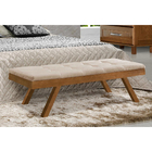 Banco Rubi Suede Bege 1,35 Em Madeira Maciça Castanho