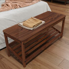 Banco Sapateira Hall Entrada Madeira Quarto Castanho Apoana