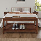 Banco Sapateira Hall Entrada Madeira Quarto Castanho Apoana