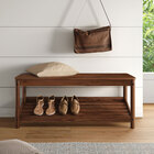 Banco Sapateira Hall Entrada Madeira Quarto Castanho Apoana