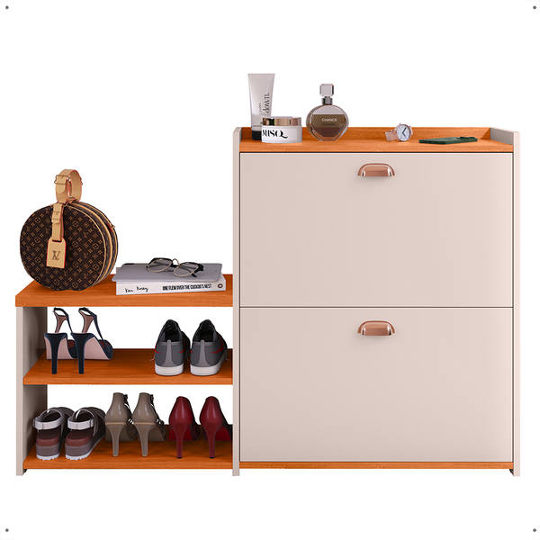 Banco Sapateira Vertical 2 Gavetas Prateleira Porta Calçados