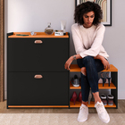 Banco Sapateira Vertical Milano 2 Gaveta Prateleira Porta Cal