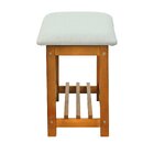 Banco Sapateira Viena Madeira Maciça Assento Estofado Linho A