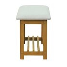 Banco Sapateira Viena Madeira Maciça Assento Estofado Linho N