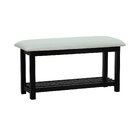 Banco Sapateira Viena Madeira Maciça Assento Estofado Preto/b