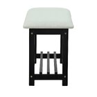 Banco Sapateira Viena Madeira Maciça Assento Estofado Preto/b