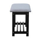 Banco Sapateira Viena Madeira Maciça Assento Estofado Preto/c