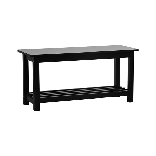 Banco Sapateira Viena Madeira Maciça Assento Madeira Preto