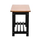 Banco Sapateira Viena Madeira Maciça Assento Madeira Preto/am