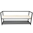 Banco Shoes Sapateira Puff Hall Entrada Frente Cama 2m Bca Pto