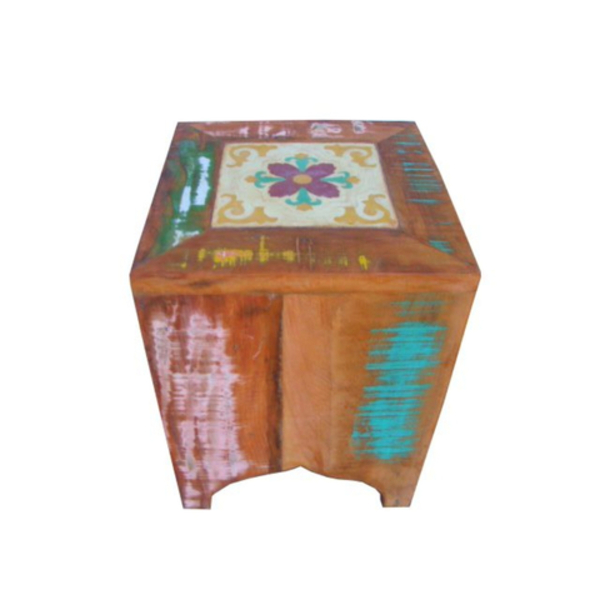 Banco Volpi Rústico Flower Em Madeira De Demolição - 1333