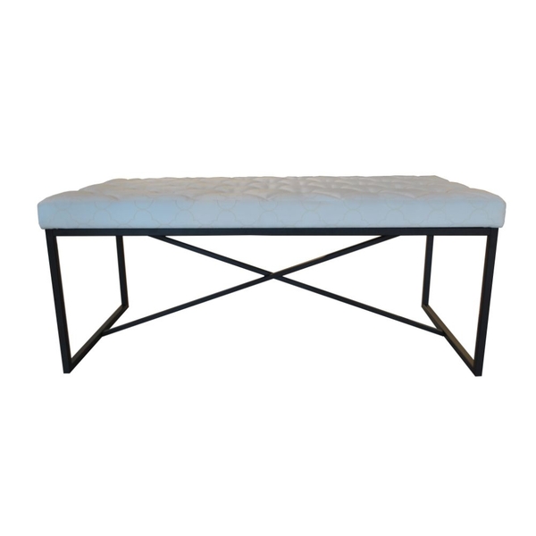 Banco Work Branco Tecido Branco Estampado Pe Metalico Preto 1