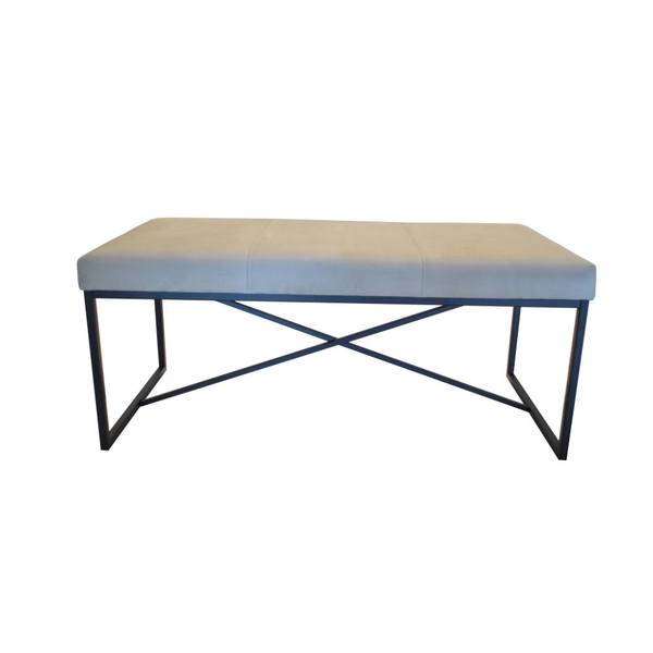 Banco Work Branco Tecido Cinza Pe Metalico Epoxi Preto 112x54