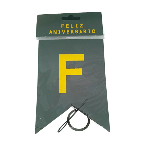 Bandeirola Feliz Aniversário Decoração Festa Bandeira 5m Preto