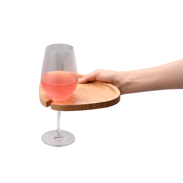 Bandeja Arredondada De Bambu Com Apoio Para Taça - Oikos Natu