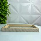 Bandeja Artesanal Espelhada Revestida Com Palha Indiana