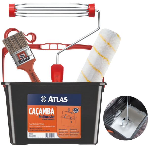 Bandeja Caçamba Balde Pintura 10l + Rolo 23cm Antirespingo +