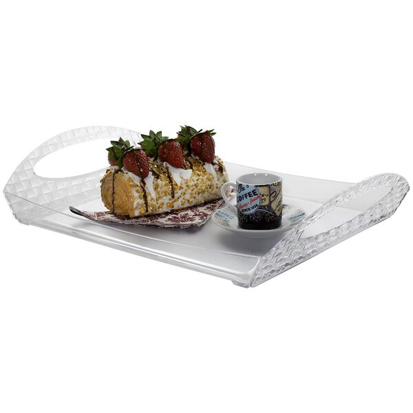 Bandeja Café Da Manhã Translúcida Com Alças - Transparente