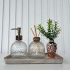 Bandeja Cinza + Difusor Vidro + Porta Sabonete + Mini Vaso