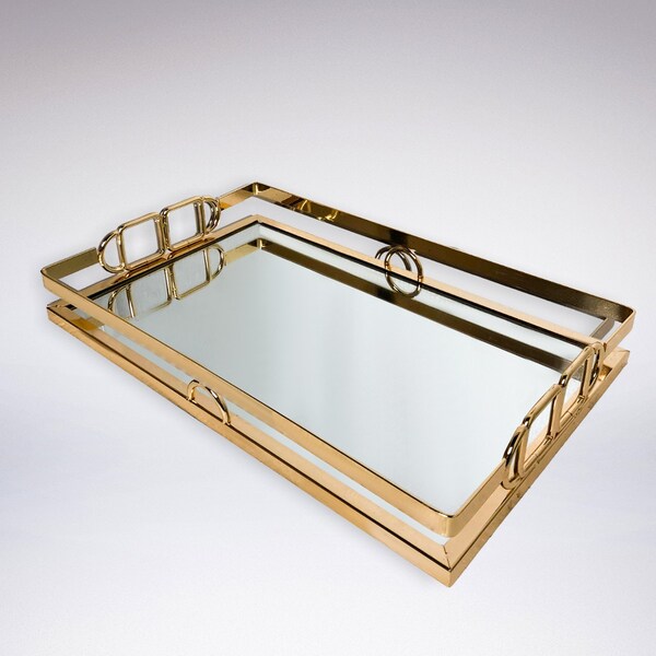 Bandeja Clássica Decor Em Metal E Vidro M