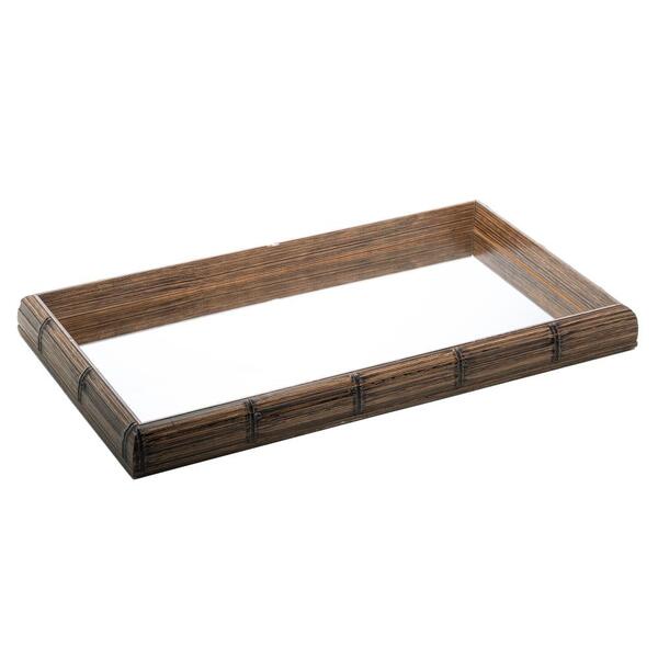 Bandeja Com Espelho Woodart De Bambu Marrom 46cm X 26cm