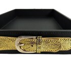 Bandeja Couro Snake Vintage Preta Com Fíbula  Dourada P