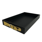 Bandeja Couro Snake Vintage Preta Com Fíbula Dourada M