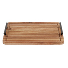 Bandeja De Acácia Com Alças De Metal Retangular 40Cm Oikos
