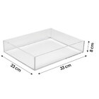 Bandeja De Acrílico Hara Transparente Lisa Alta 33x23 Cm