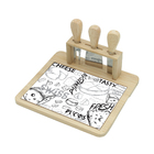 Bandeja De Bambu 3 Peças P/ Queijo Cheese Design Lyor 23x21
