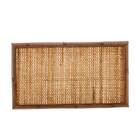 Bandeja De Bambu Com Sisal Natural E Vidro - Woodart 30x17cm