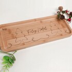 Bandeja De Bambu Petisqueira Feliz Natal Servir Queijos Petis