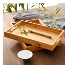 Bandeja De Bambu Retangular Com Alca 33,5x22x3cm