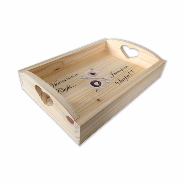 Bandeja De Café Da Manhã Decorativa Com Alça De Coração Vamos