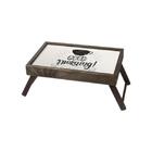 Bandeja De Cama Madeira Escura Com Estampa Stolf Good Morning