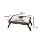 Bandeja De Cama Madeira Escura Com Estampa Stolf Good Morning