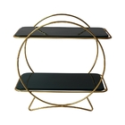 Bandeja De Dois Andares De Metal Dourado E Ceramica Verde