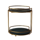 Bandeja De Dois Andares De Metal Dourado E Ceramica Verde
