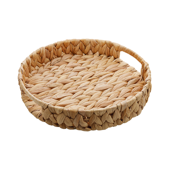 Bandeja De Fibra Natural Redonda Com Alça 28cm