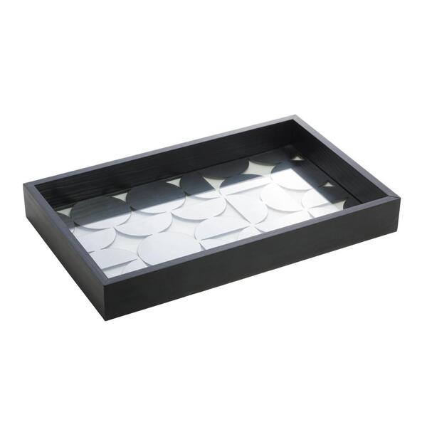 Bandeja De Madeira Com Fundo De Vidro Bauhaus Pinus Preta 38c