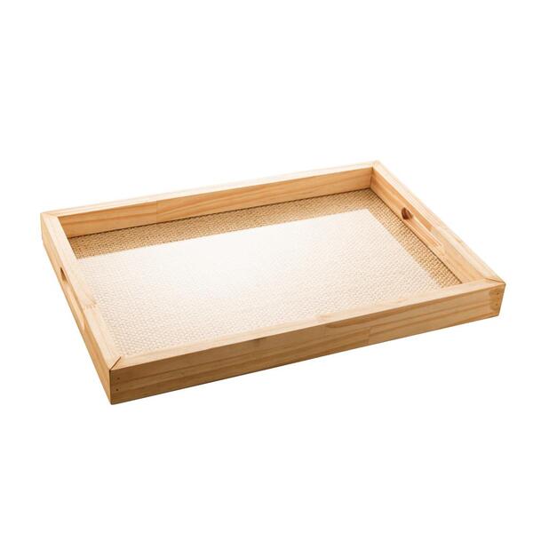 Bandeja De Madeira Pinus C/sisal Natural 30x17x4,5cm