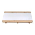 Bandeja De Mármore Com Base De Bambu Lyor 31x22x2cm