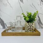 Bandeja De Mdf + Conjunto De Copos + Vaso Dourado + Garrafa