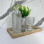 Bandeja De Mdf + Conjunto De Taças + Vaso Prata + Garrafa